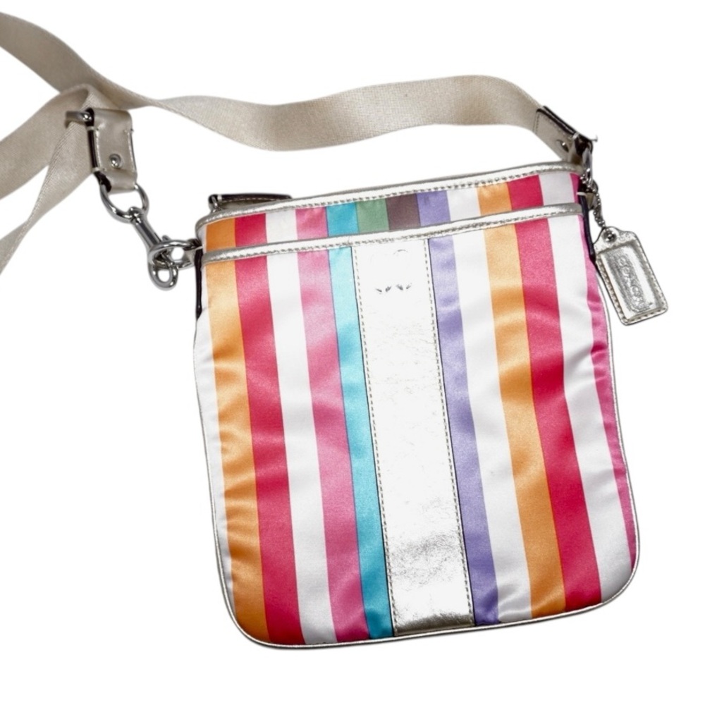 Coach Legacy Julia Striped Sateen Crossbody Bag Y2K Multi-Color - Picture 4 of 9